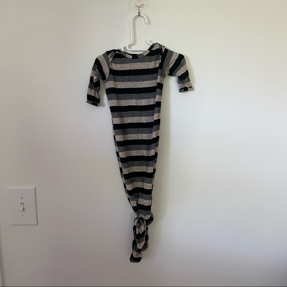 COZYS Black and Grey Striped Knotted Gown